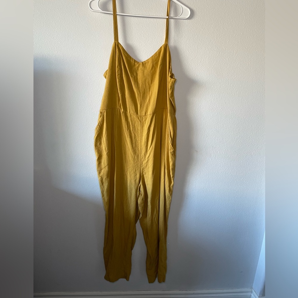 XL Old Navy Mustard Yellow Spaghetti Strap Jumpsuit